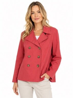 Cheryl Nash XL Pink Double-Breasted Jacket Button Front Women’s Size XL